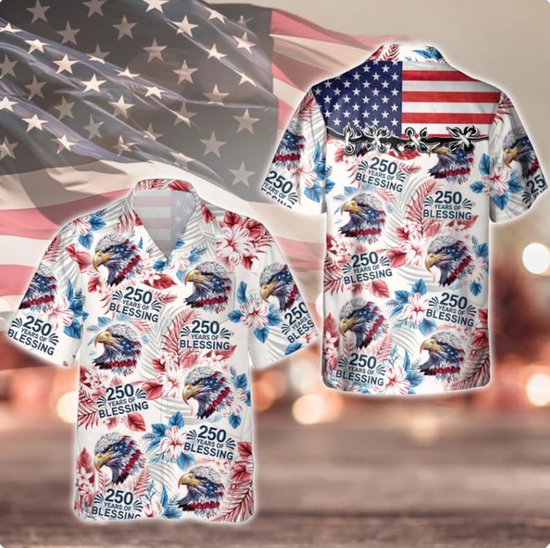 America 250 Hawaiian Shirt for Men & Women – 250 Years of Blessing Eagle Shirt