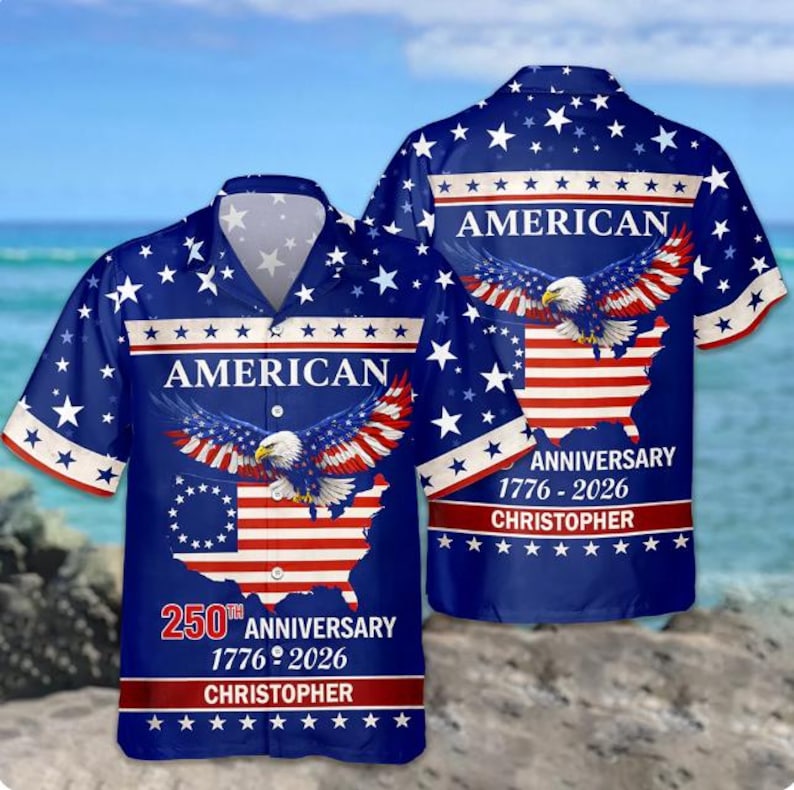 Personalized America 250 Hawaiian Shirt for Men & Women – 1776 2026 Custom Name Shirt